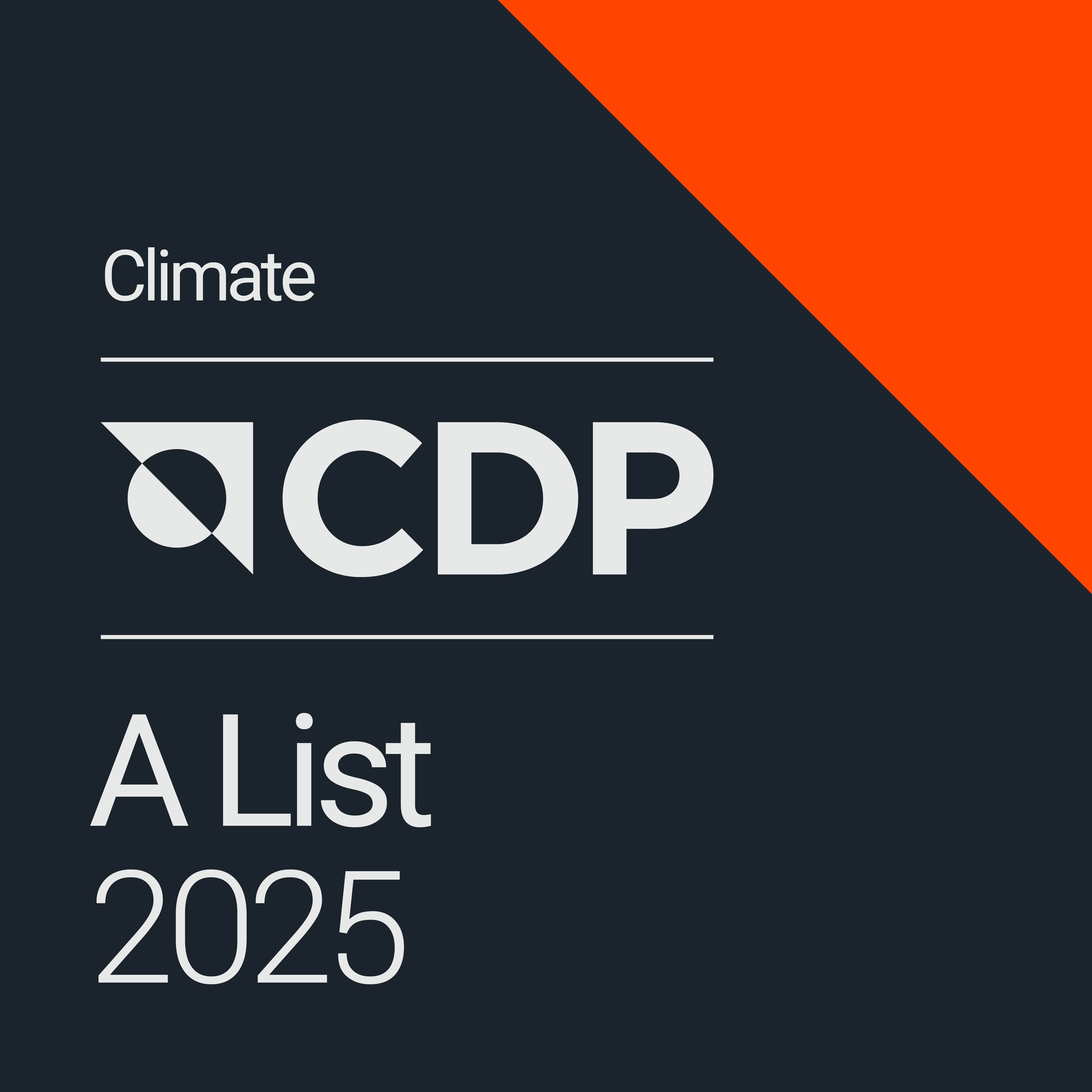 First achieved “A” leadership level in 2025 CDP Climate Change Rating